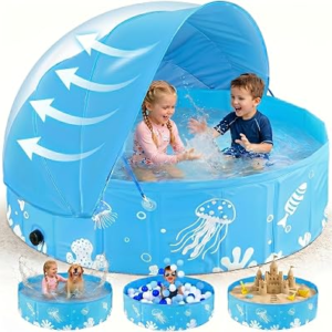 Foldable Kiddie Pool with Canopy 47 in