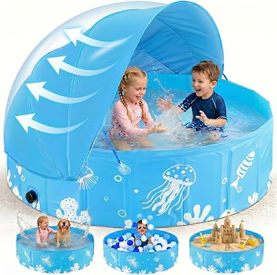 Foldable Kiddie Pool with Canopy 47 in