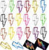 Upquzzfy 50 Pcs Lightning-Shaped Paper Clips – Funny Metal Paperclips Set for Office, School File Organization, Desktop, and Party Decor – Multicolored with Sprayed Finish