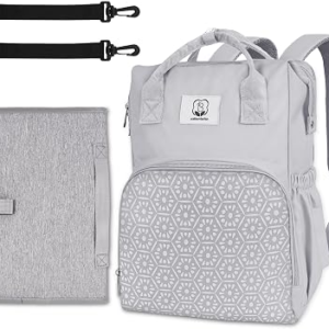 Diaper Bag with Changing Pad, Large Baby Bags Backpack with Stroller Straps & Insulated Pockets, Multifunction Waterproof Travel Diapers Back pack for Women & Man, Grey