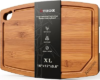 Astercook Large Bamboo Cutting Board, Deep Carbonized Wooden Chopping Board with Juice Groove and Handle, Kitchen Prep & Serving Board for Meat, Vegetables, Bread and Charcuterie