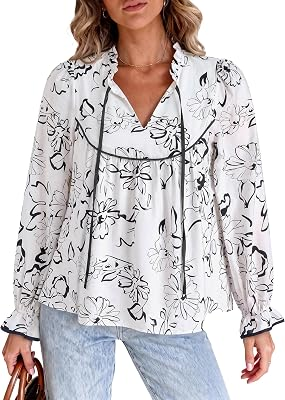 PRETTYGARDEN Women Boho Floral Babydoll Tunic Top