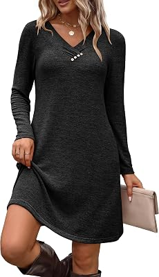OFEEFAN Women Long Sleeve Dress