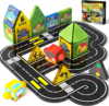 GobiDex Mini Magnetic Tiles Road Set with 2 Cars for Kids Ages 3+