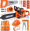 Chainsaw Toy for Kids, Pretend Play Tool Set with Safety Gear Ages 3+