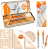 YPLUS Geometry Set, Protractor and Compass Set for Students, 11Pcs | Compass Drawing Tool with Metal Case, Protractor, Formula Card, Rulers, Mechanical Pen, School Supplies for Students