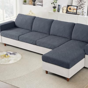 Ruaozz Couch Cushion Covers for Sectional Sofa, Stretch Seat Cushion Covers Washable Sofa Slipcovers for L Shaped Soft Furniture Protector Pet Friendly (3 PC Seat or Back Cover, Gr