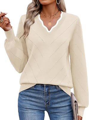 EKOUAER Womens Fall V Neck Sweaters