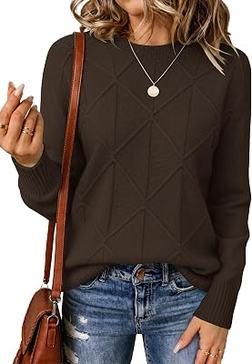 ANRABESS Long Sleeve Argyle Knit Sweaters