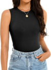 GKBK Womens Ribbed High Neck Tank Tops