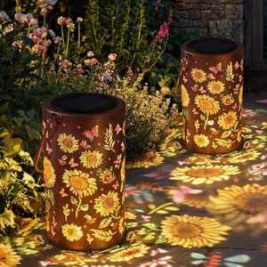 NKDFRI 2 Pack Sunflower Solar Lanterns Outdoor