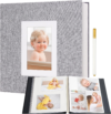 Vienrose Self Adhesive Photo Album 60 Pages for Wedding, Baby Growth, Grey