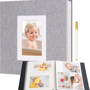 Vienrose Self Adhesive Photo Album 60 Pages for Wedding, Baby Growth, Grey