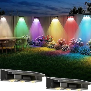 HEAT NICE Solar Fence Lights Outdoor 2 Pack