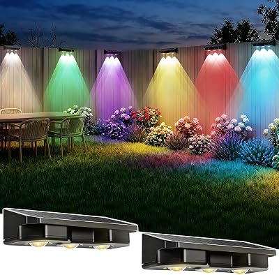 HEAT NICE Solar Fence Lights Outdoor 2 Pack