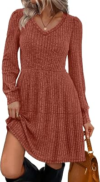SAMPEEL V Neck Long Sleeve Fall Dresses