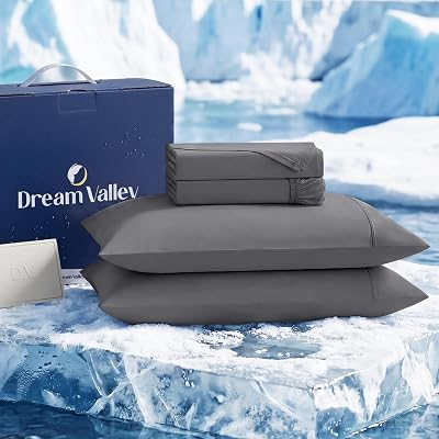 DREAM VALLEY 4 PCS Cooling Sheets Queen Size with 2 Pillowcases
