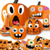 Pumpkin Decorating Kit, 24 Sheets Halloween Pumpkin Stickers Decorations | Halloween Stickers for Kids, Halloween Crafts, Party Games Activities, Party Favors Supplies Gifts, Halloween Decorations