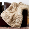 BLUNIQUE Faux Rabbit Fur Throw Blanket