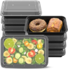28oz Meal Prep Containers [50-Pack], Reusable Bento Box with Easy-Snap Leakproof Lids – Microwave, Dishwasher & Freezer Safe Food Storage, BPA-Free Plastic Lunch Containers (Black)