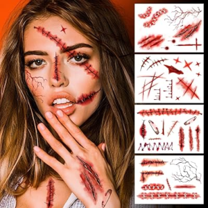 CERLAZA Halloween Zombies Fake Scars Temporary Tattoos