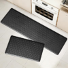 2PCS UKISS Kitchen Rugs, Cushioned Anti Fatigue Kitchen Mats for Floor, Waterproof Kitchen Rug，Non-Slip Comfort Standing Mat for Kitchen (Black, 17.3″x28″+17.3″x60″)
