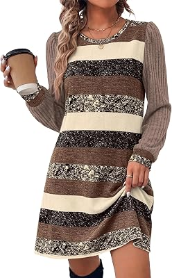 OFEEFAN Long Sleeve Sweater Dress