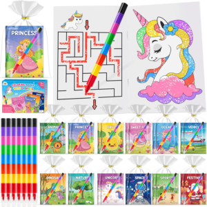 ZMLM 24 Pack Mini Coloring Books with Crayons,Party Favors for Kids 4-8
