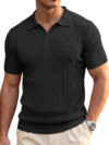 JEMLDL Mens Textured Cable-Knit Polo Shirt