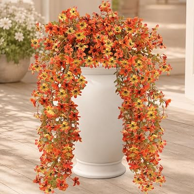SUNNARIA 2pcs Artificial Fall Hanging Flowers