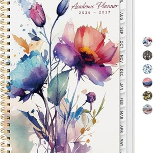 ZOTIA Academic Planner 2026-2027, Monthly & Weekly Jul 2026-Jun 2027 | Painted Bloom, 6.3″ x 8.5″ Calendar Planner for Women, Hardcover Pretty Organizer for Women, School Office Home Supplies