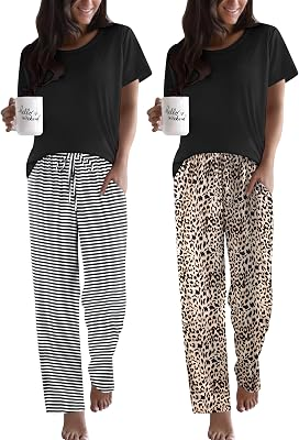 Ekouaer 2 Pack Womens Pajama Set