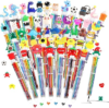 BESARME 48 Pack 6-in-1 Color Ballpoint Pens For Kids and Students | Cute Novelty Toppers, Smooth Writing, Retractable Design, Assorted Styles, Classroom Rewards, Party Favors