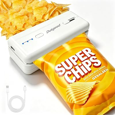 Mini Bag Sealer, 2 in 1 Heat Bag Sealer with Cutter and Magnet for Kitchen Fridge, 1300mAh Rechargeable Heat Bag Resealer for Fresh Chips Snacks Mylar Plastic Bags Food Packaging Home Bakers Gift