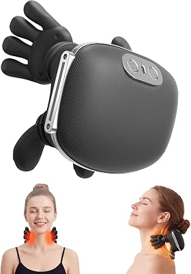 ZDZDFF Neck Massager with Heat Portable Electric Shiatsu Massager, 4D Deep Tissue Kneading, Simulated Human Hand Massage for Neck & Back, Relieve Muscle Tension, Black