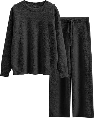 ANRABESS Lounge Sets for Women Fuzzy Fleece Pajama Set
