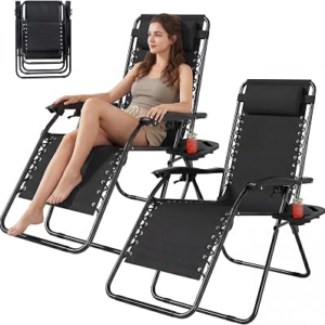 LUTINLIX Outdoor Zero Gravity Chairs Set of 2