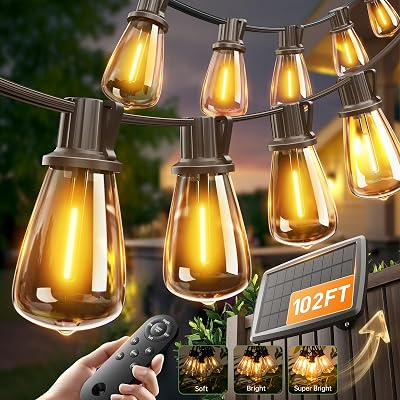 addlon 102FT(96+6) Solar String Lights Outdoor