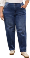 THEENKOLN Plus Size High Waist Curved Barrel Jeans