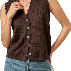 Fall Sweater Vest Women Waffle Knit Vest Tops Sleeveless Tops