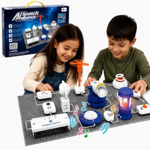 STEM Science Kit for Kids, 37 PCS Electronics Circuit Exploration Toy with 300+ Projects, Voice Control, Space Theme Experiments, Color Manual, DIY Educational Gift for Boys and Girls Ages 6+