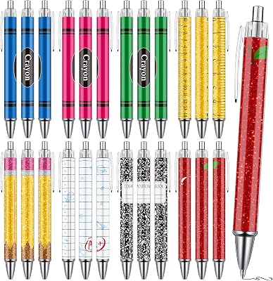 Teachers Ballpoint Pens Set - 24 Pcs Teacher Appreciation Gifts Back to School Retractable Writing Ball Point Pen Thank You Gift Favors for Classroom Student Coworker Office Party Supplies