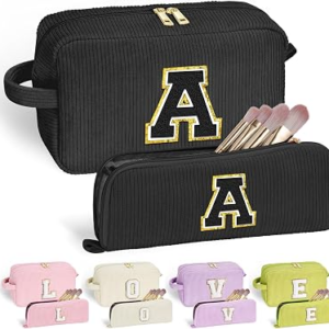 YOOLIFE Initial Travel Makeup Bag Cosmetic Bag – Teen Girl Gifts Trendy Stuff Friend Birthday Gifts for Women Teen Girl Kids