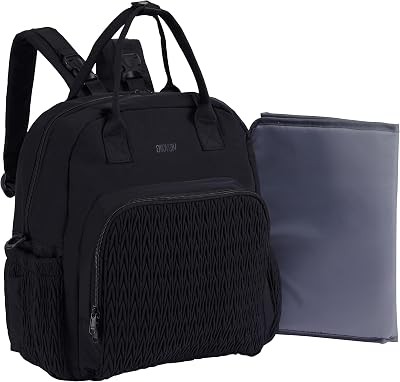 Large Capacity Diaper Bag Backpack with Insulated Pockets,Black | Allovely Large Capacity Diaper Bag Backpack with Changing Pad, Baby Travel Bag, Stroller Hooks for Moms Dads