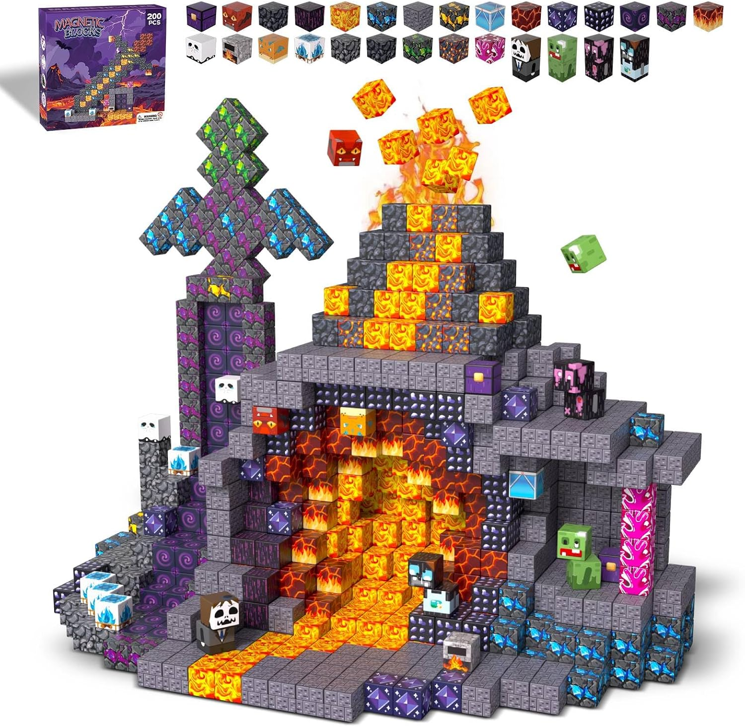 apyr aoma 200Pcs Magnetic Blocks, Magnetic Building Cubes for Kids Age 4-8