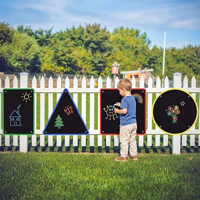 MotiMind Giant Outdoor Chalkboard for Kids, Geometry Wall Art | 23.62 x 23.62 In, Art Easel, Weatherproof Surface, PVC, Easy Wipe, Wall Mounted, Back to School Decor, Classroom, Garden&Yard