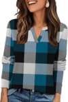 GLORIA&SARAH Womens Casual Long Sleeve Plaid Shirt