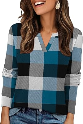 GLORIA&SARAH Womens Casual Long Sleeve Plaid Shirt