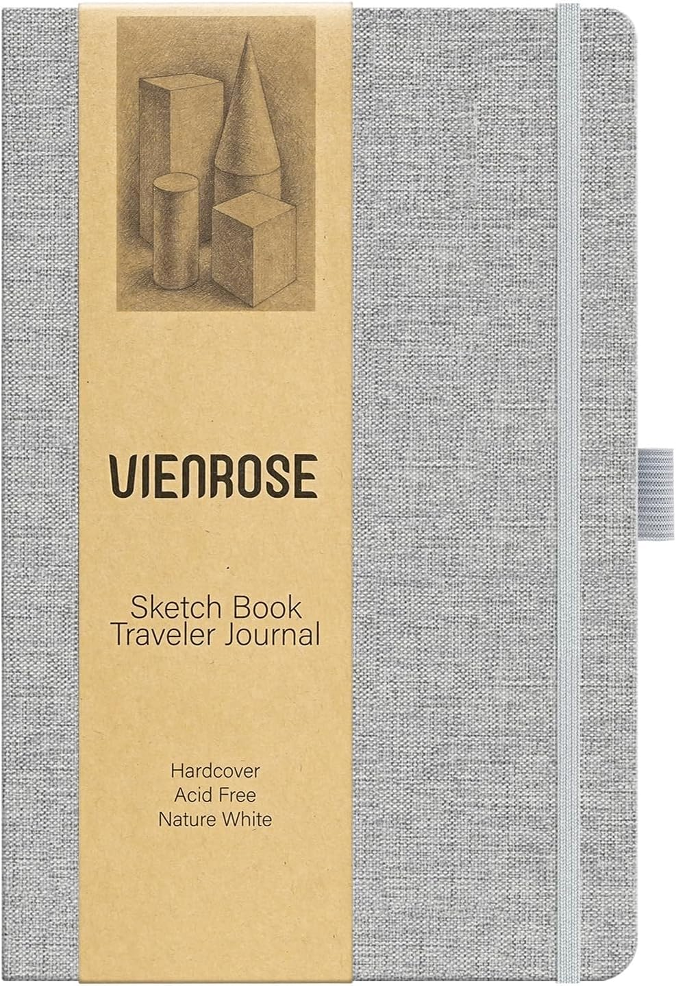 Vienrose 8.7"x5.7" Sketch Books, Linen Cover Sketching Book with 120 Acid-Free Pages, 111lb/180gsm Drawing Pad for Kids, Beginners & Professionals, Art Supplies for Adults & Students(Grey, 60 Sheets)