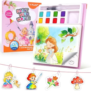 YPLUS Paint with Water Coloring Books for Toddlers 1-3, Princess 26 Pages | Mess Free Watercolor Painting Set for Kids, Magic Book, Travel Toys & Educational Arts and Crafts Gifts Ages 3-5 4-8